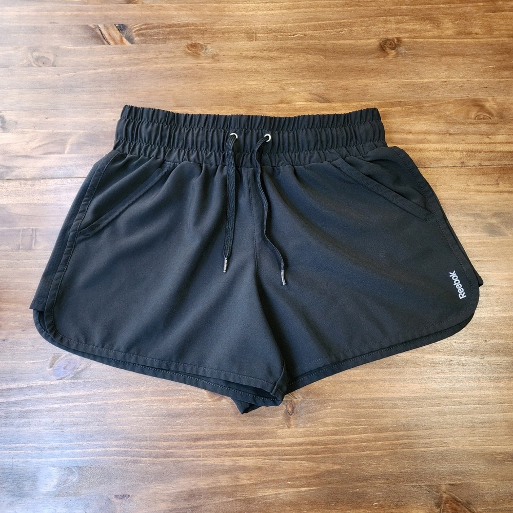 Reebok Activewear Athleisure Running Shorts Drawstring Medium Black